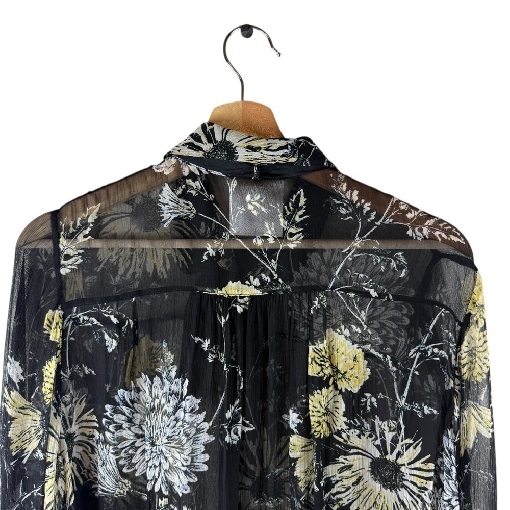 baum und pferdgarten sheer floral tie neck blouse top black floral size 42 - Picture 4 of 10
